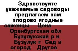 Здравствуйте уважаемые садоводы предлагаем вам плодово ягодные саженцы! › Цена ­ 1 000 - Оренбургская обл., Бузулукский р-н, Бузулук г. Сад и огород » Другое   . Оренбургская обл.